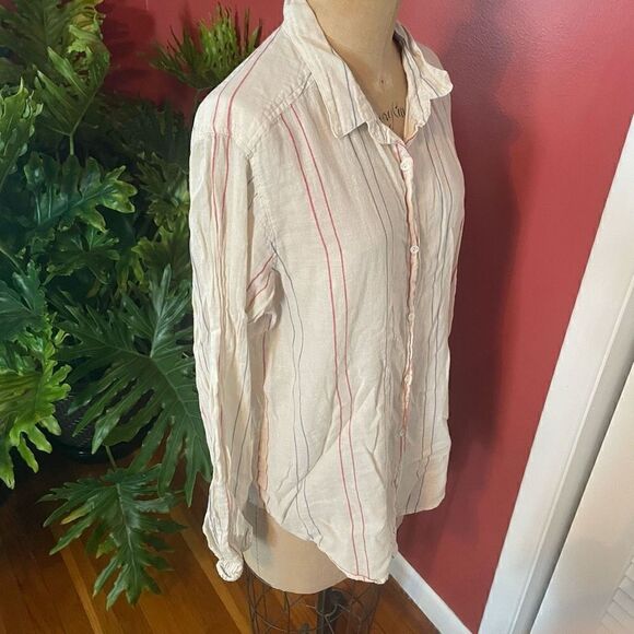 VELVET by GRAHAM & SPENCER | light weight striped casual button down L - Picture 3 of 9